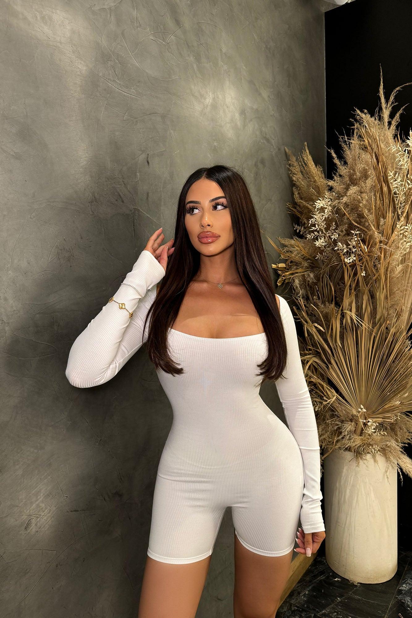 Brynn Snatched Romper - White Product Image