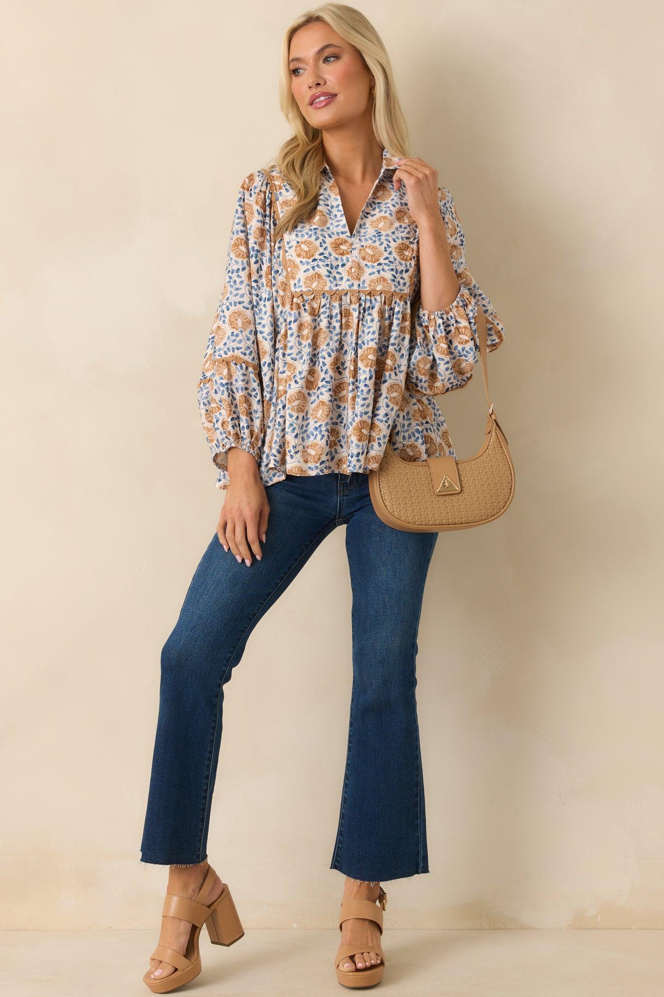 All Yours Honey Yellow Multi Floral Print Top Product Image