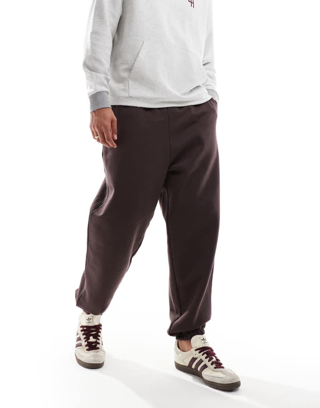 ASOS DESIGN premium heavyweight oversized sweatpants 400gsm in brown Product Image