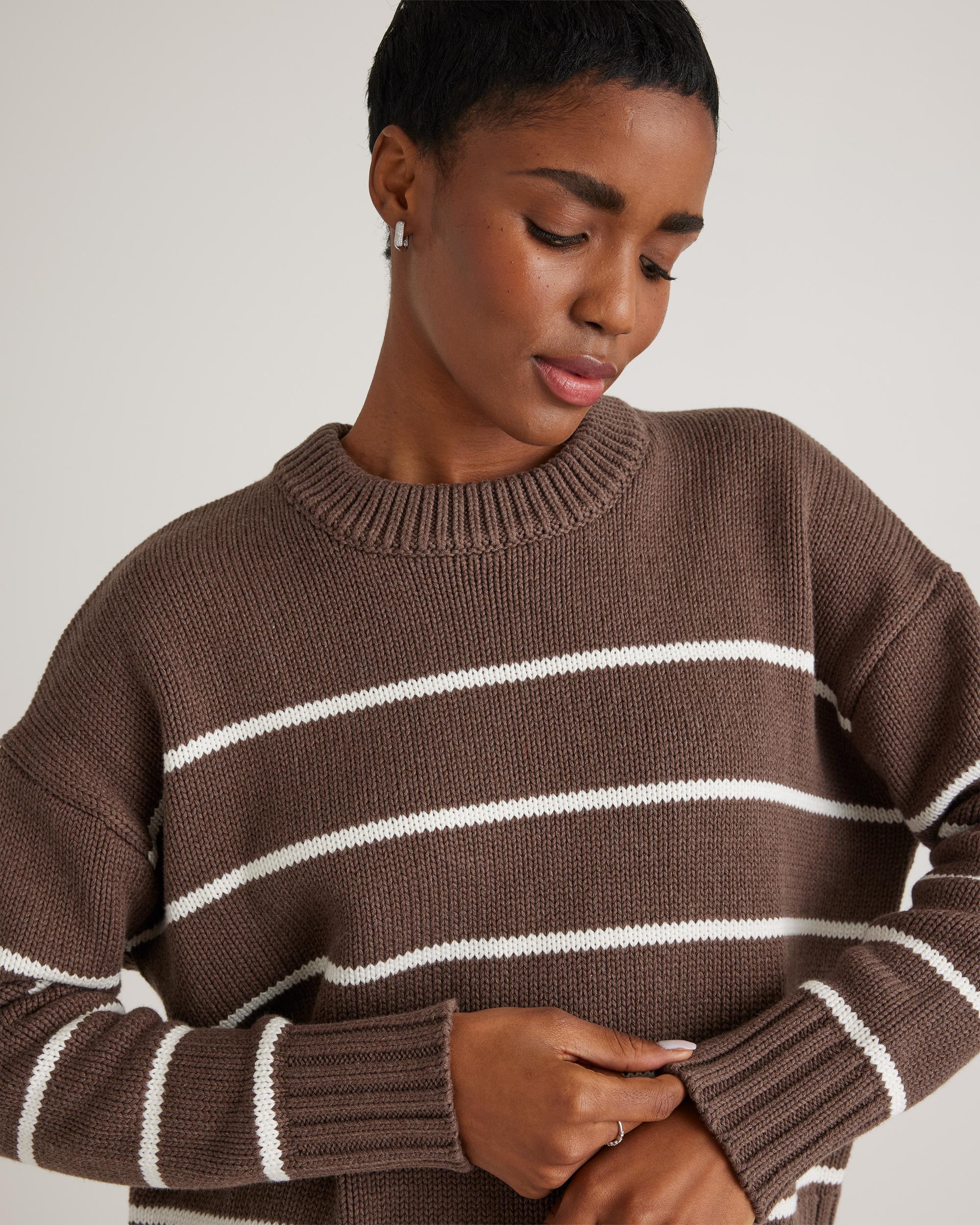 Quince | Women's Striped Crew Sweater Organic Cotton Product Image