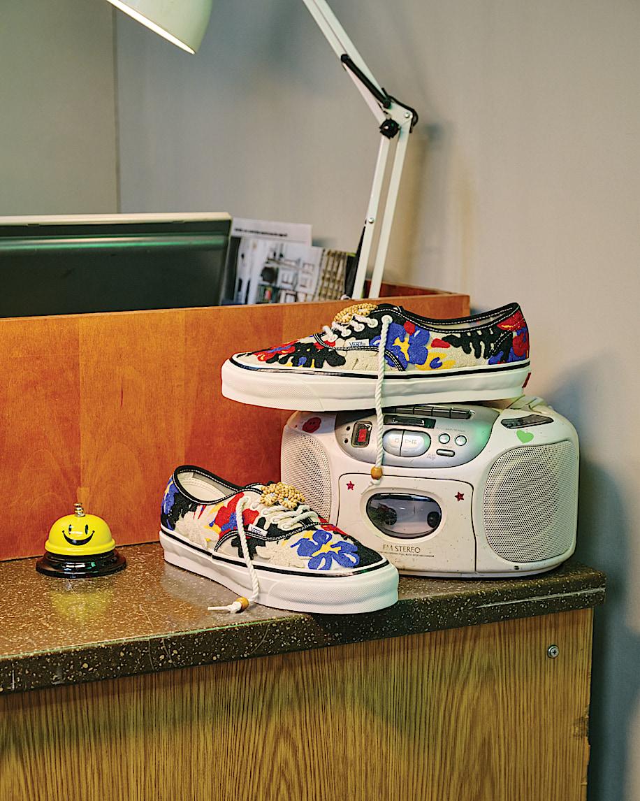 Premium Authentic Shoe in White / Red / Blue| Vans US Product Image