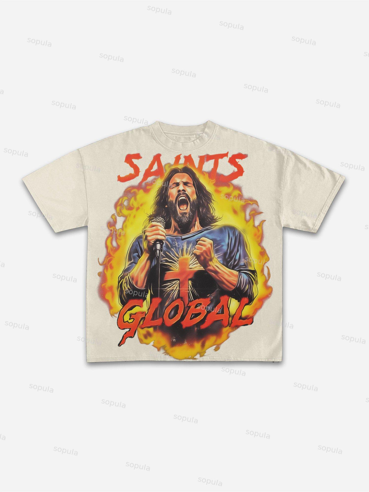 God's Instructions Tattoo Gothic Nun Graphic Cotton T-shirt Product Image