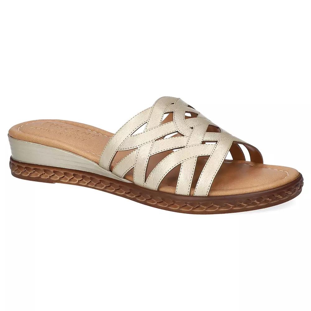 Easy Street Edda Tuscany Women's Wedge Slide Sandals, Size: 8.5 Wide, Beige Product Image