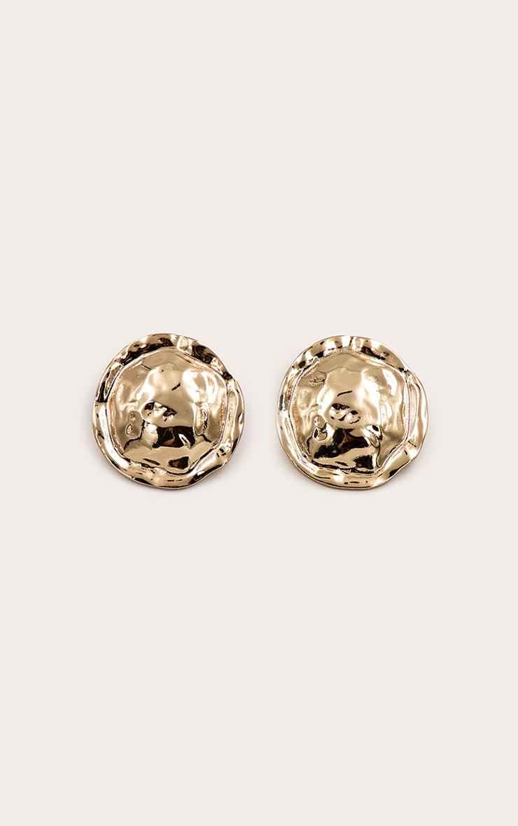Gold Hammered Circular Earrings Product Image