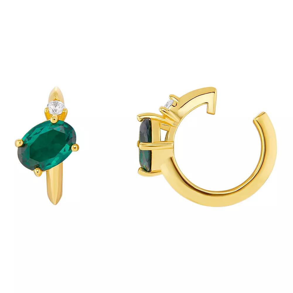 PRIMROSE Sterling Silver Cubic Zirconia Birthstone Ear Cuff, Women's, Gold Tone May Product Image