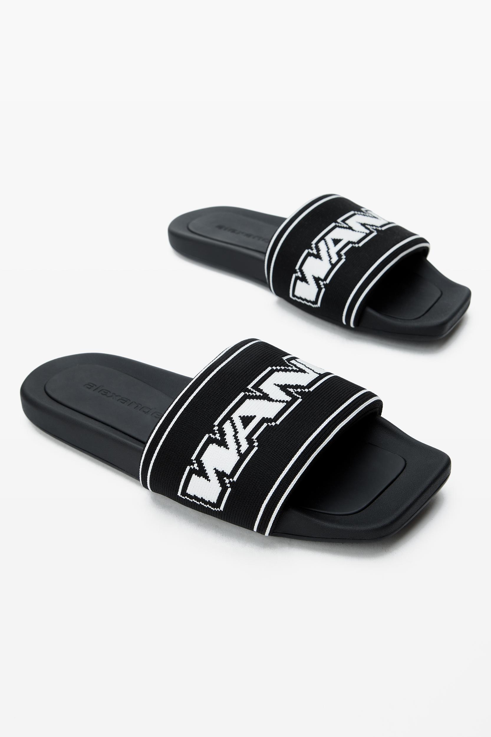 Black Logo Pool Slides Product Image