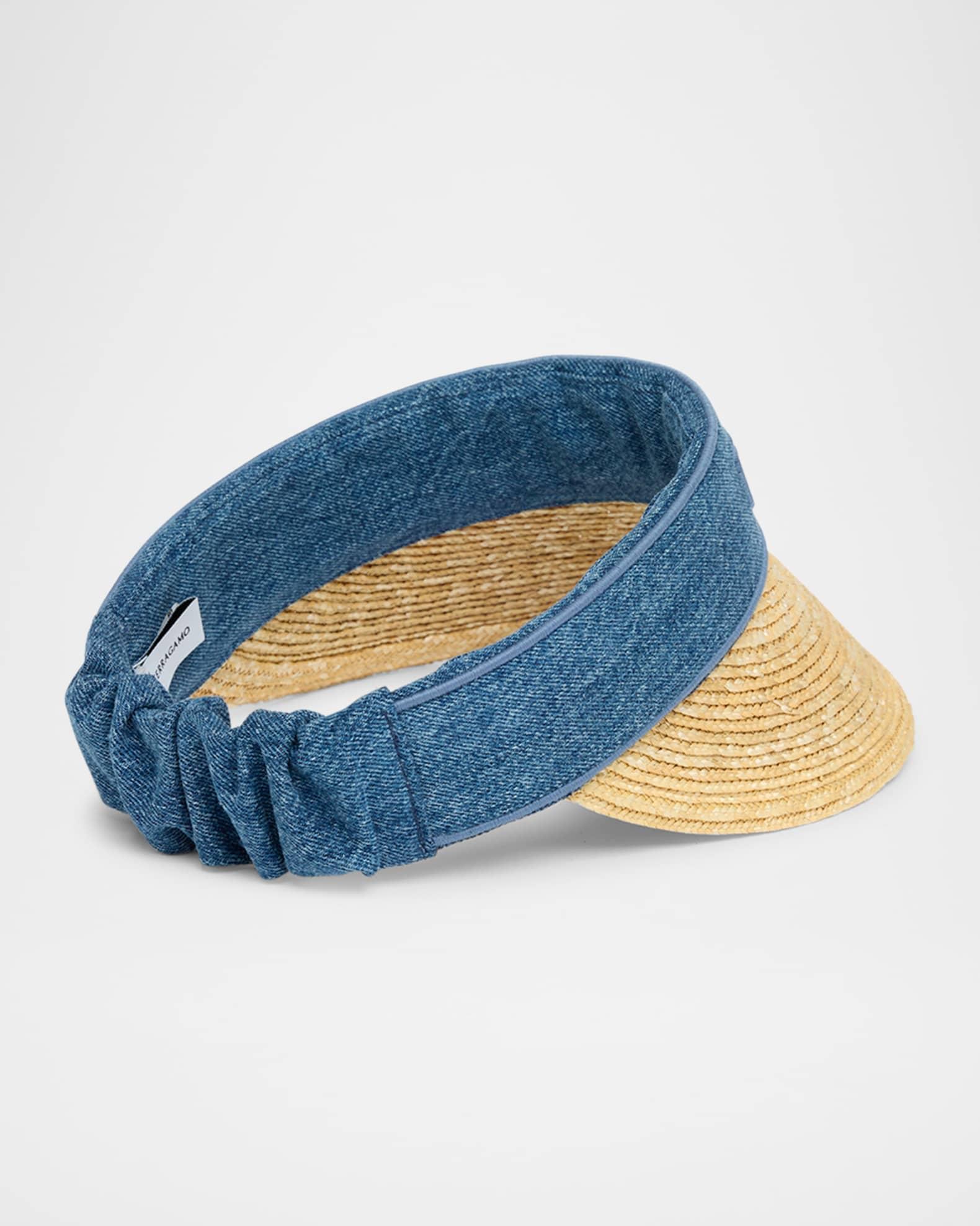 Straw Visor With Denim Logo Band Product Image