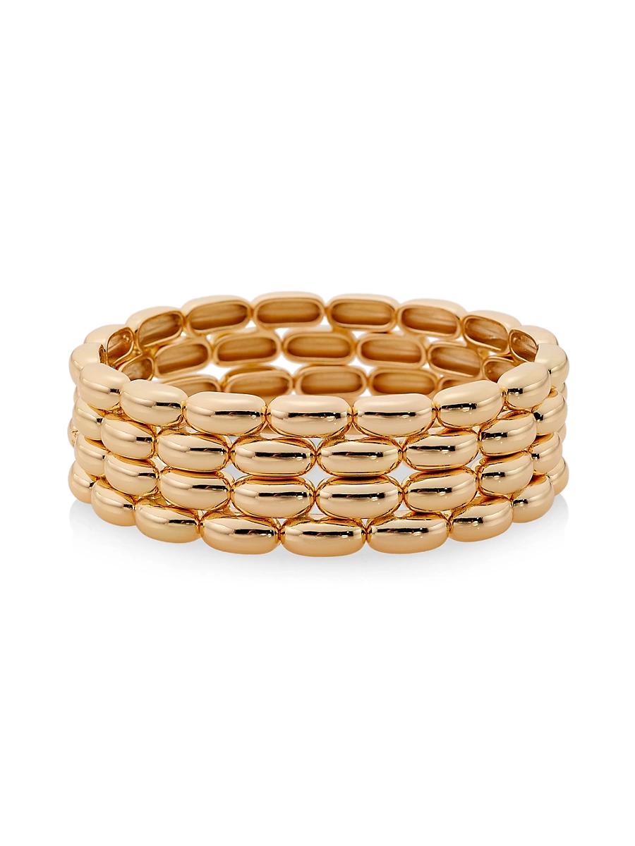 Womens Pillow 2-Piece Goldtone Stretch Bracelet Set Product Image