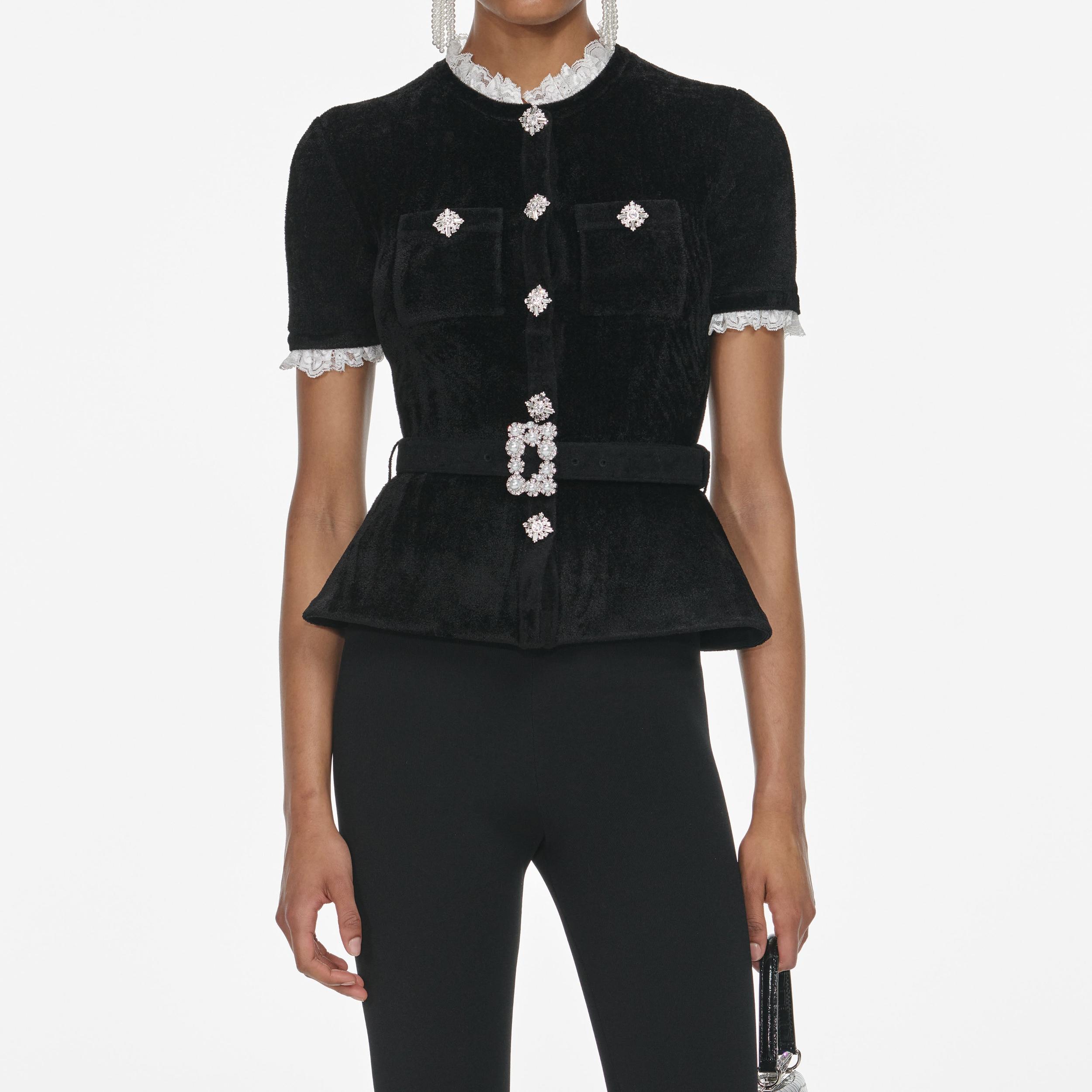 Black Chenille Knit Top Product Image