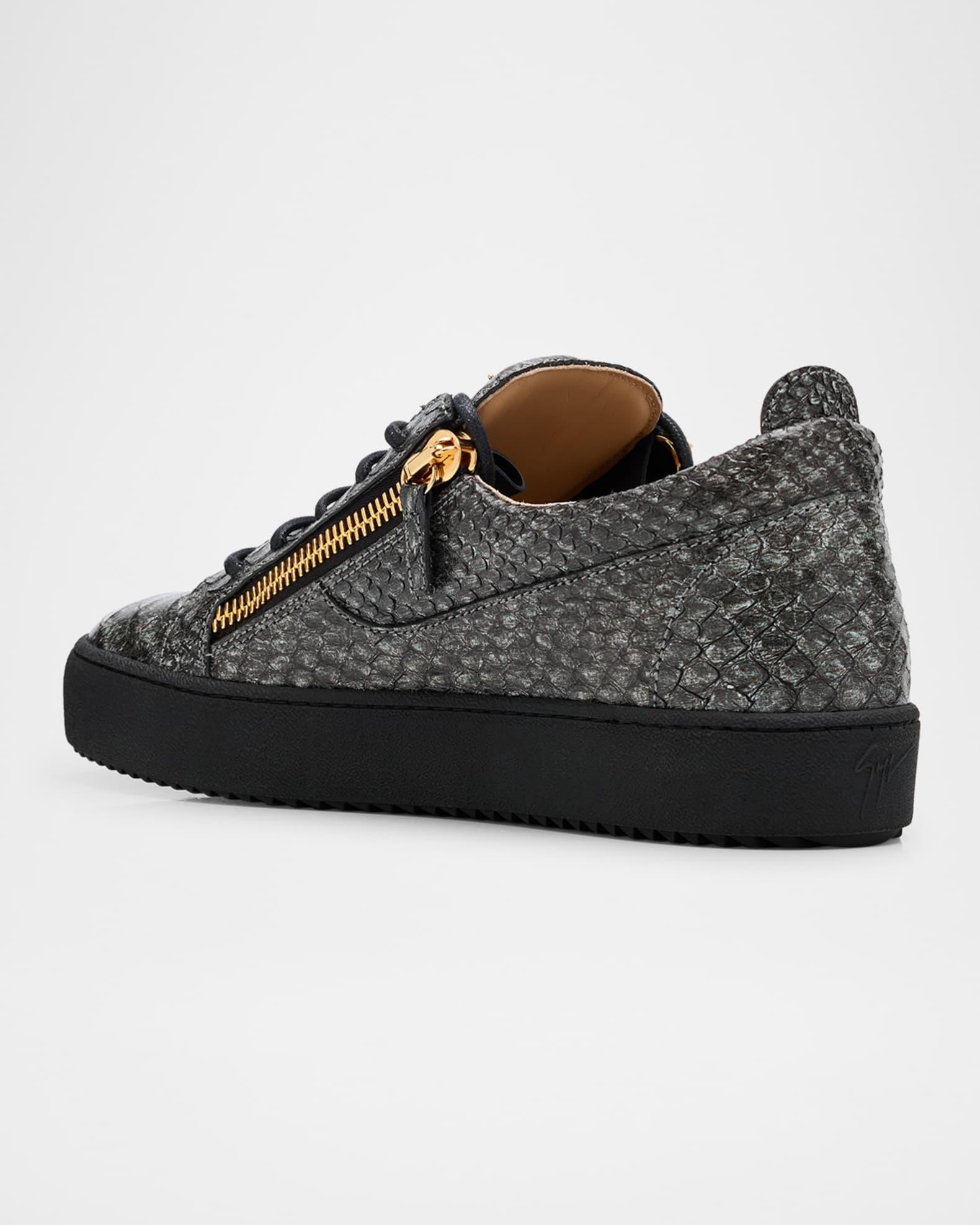 Men's GZ94 Metallic Croc-Print Leather Low-Top Sneakers Product Image