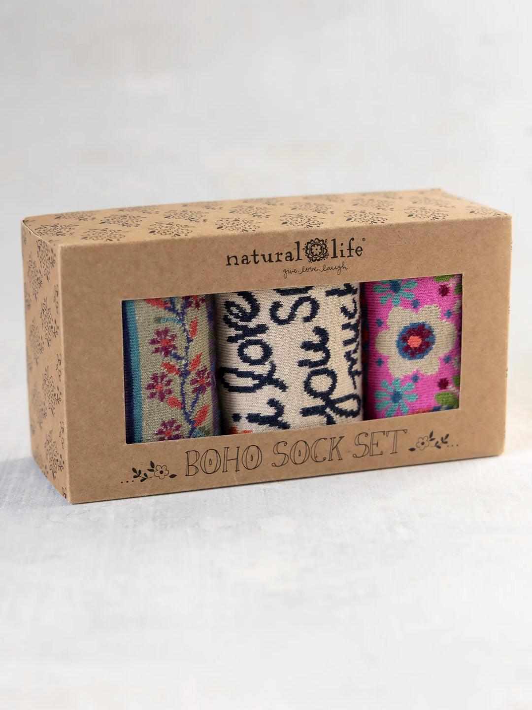 Boxed Boho Sock Set, Set of 3 Product Image