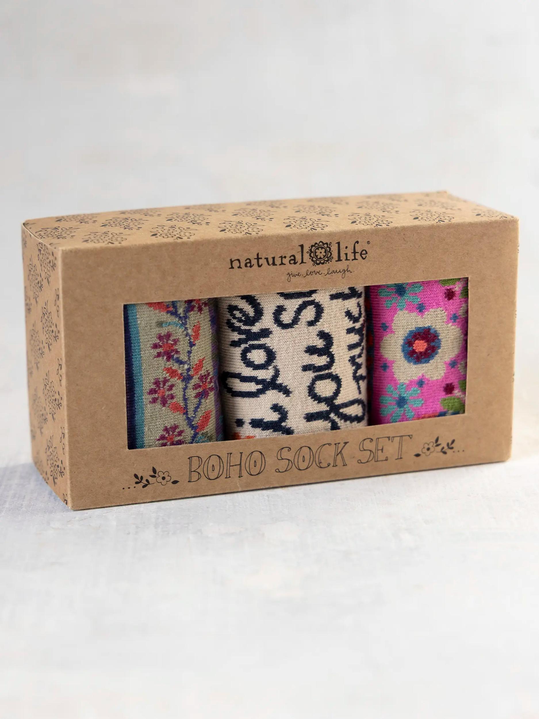 Boxed Boho Sock Set, Set of 3 Product Image