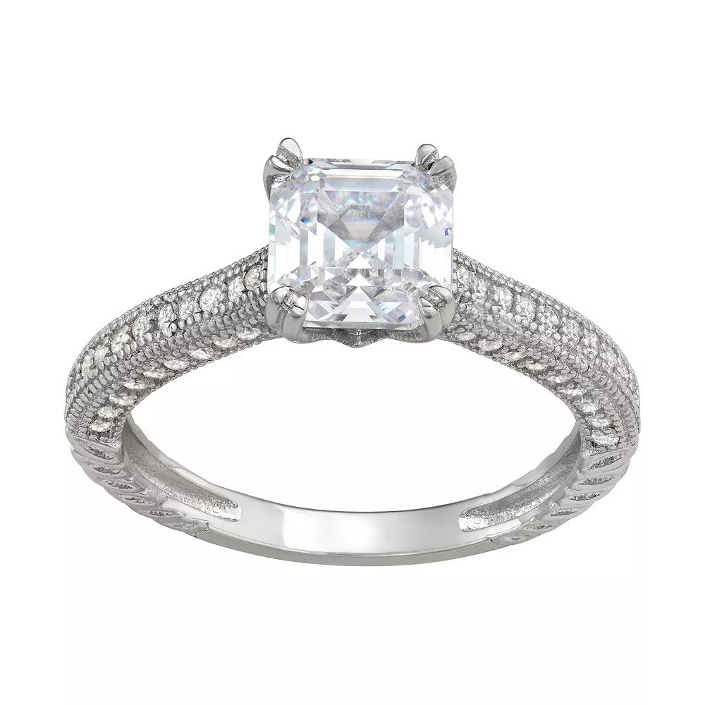 Contessa Di Capri Sterling Silver Asscher Cut Cubic Zirconia Ring, Women's, Size: 8 Product Image