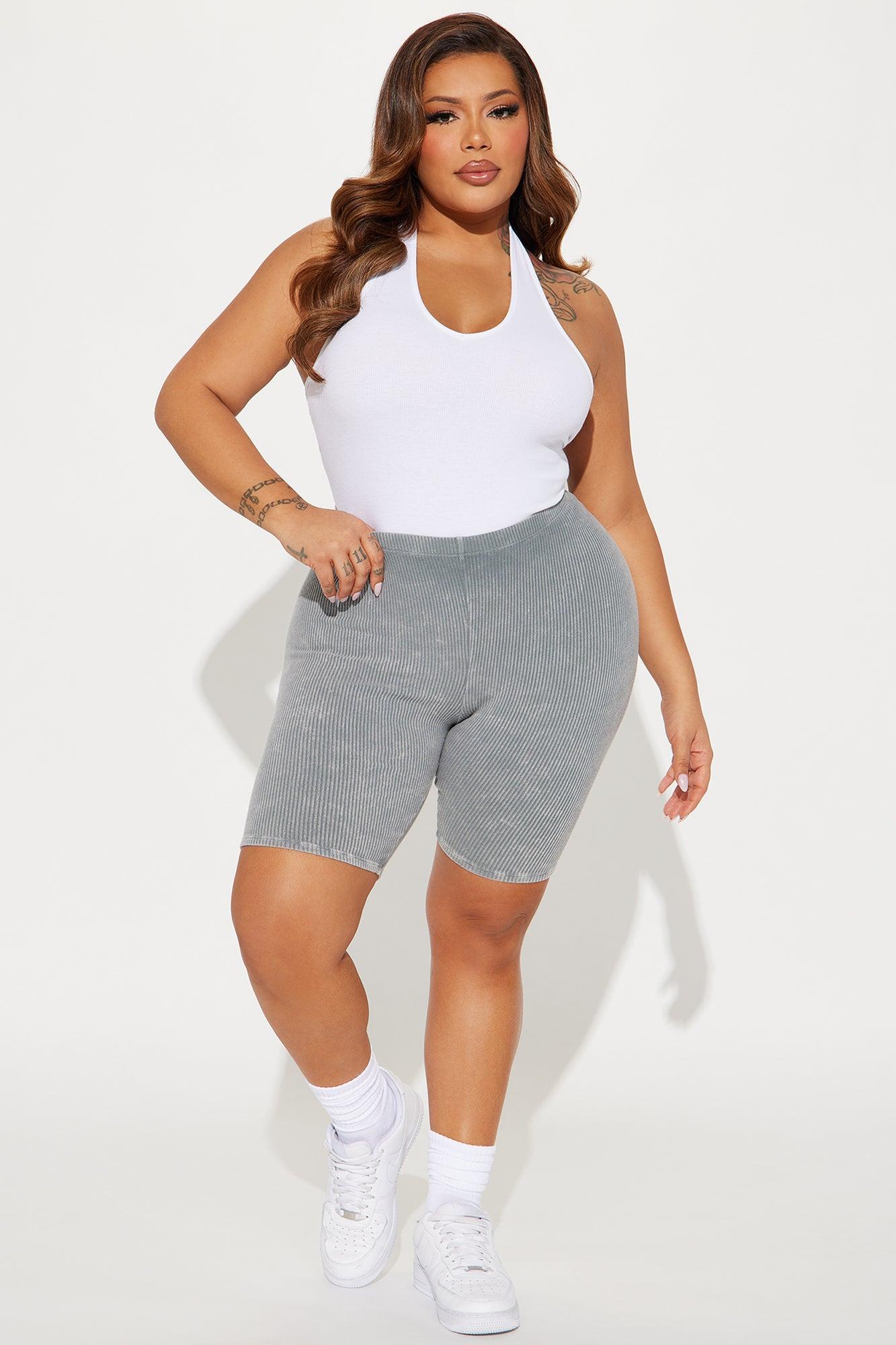 Never Too Late Washed Biker Short - Heather Grey Product Image