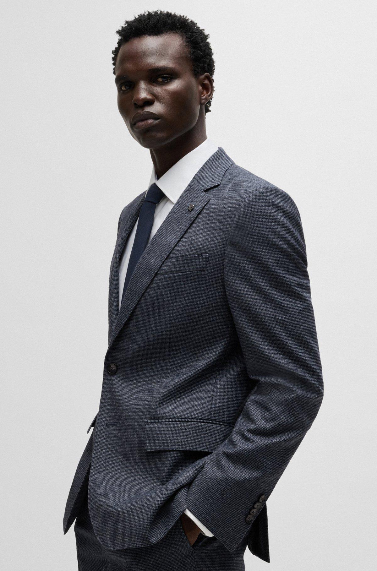Slim-fit jacket in micro-patterned stretch wool Product Image