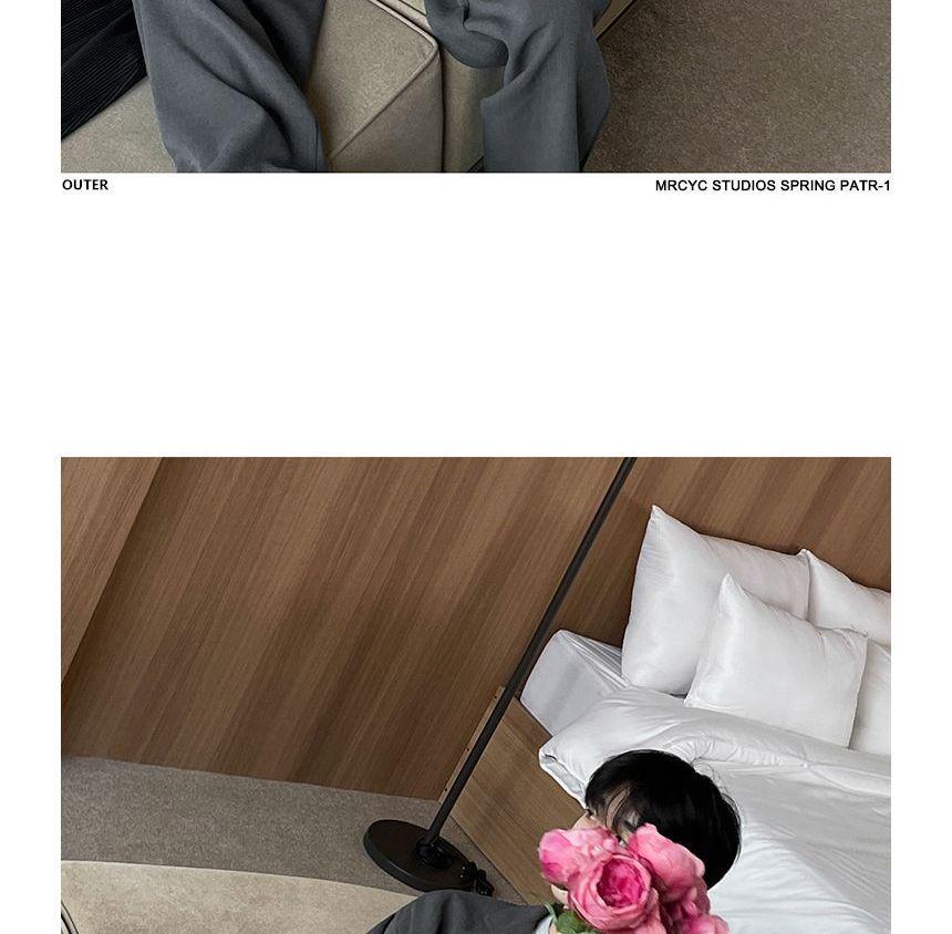 Button-Up Plain Blazer / High Waist Dress Pants Product Image