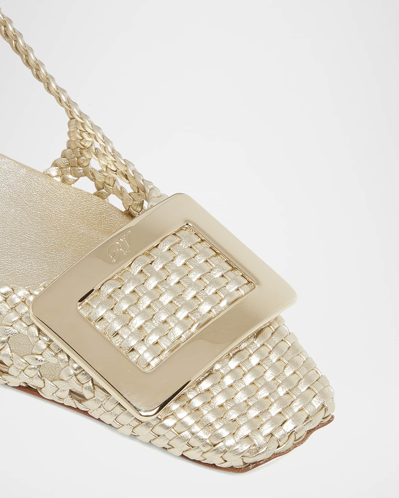 Belle Vivier Braided Metallic Leather Buckle Slingback Pumps Product Image