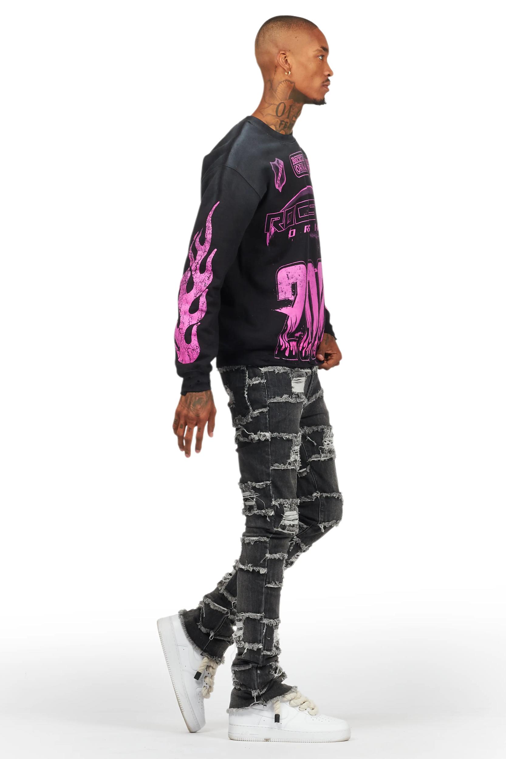 Sten Black Stacked Flare Jean Male Product Image