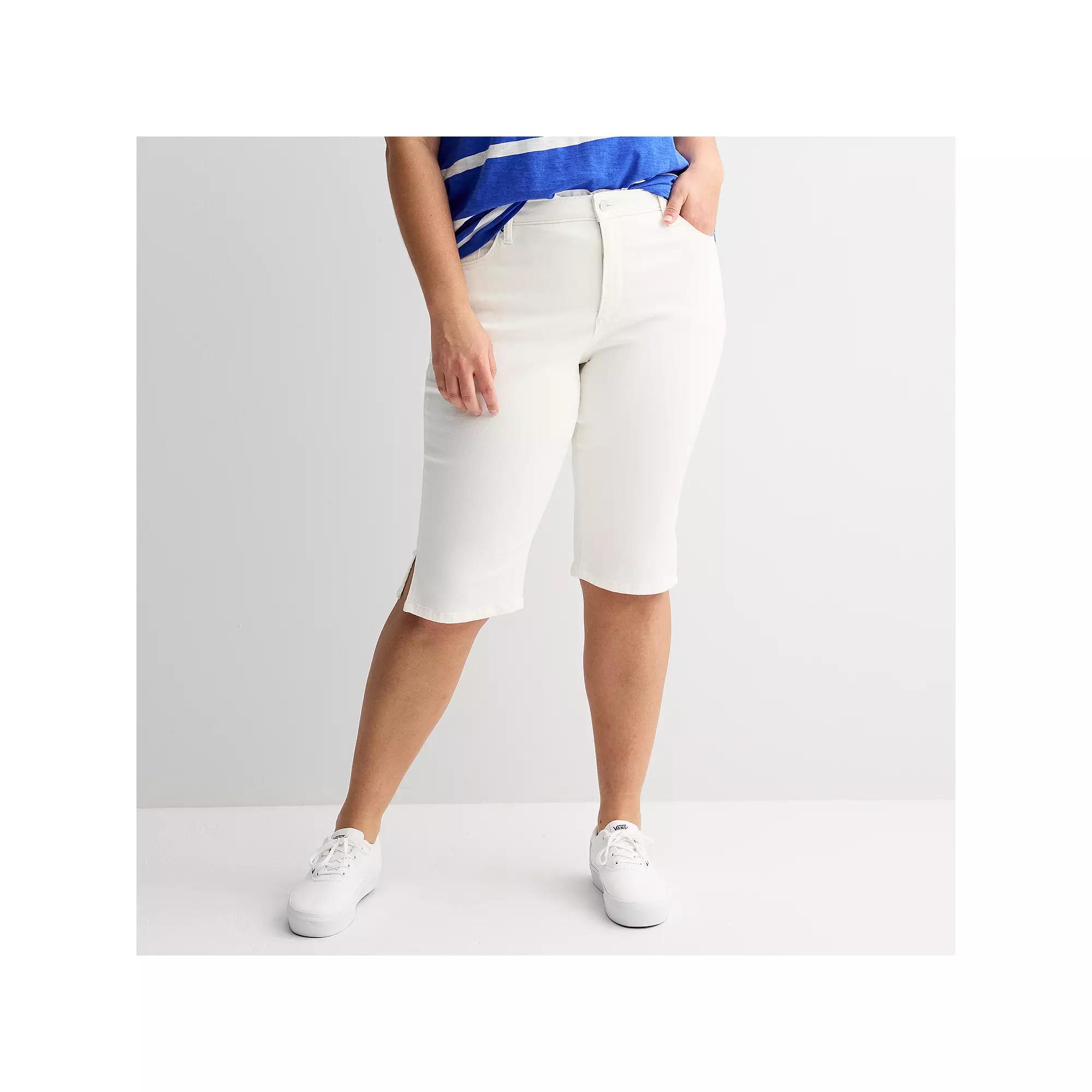 Plus Size Sonoma Goods For Life® Midrise Denim Capris, Women's, Size: 28 W, Vital White Product Image