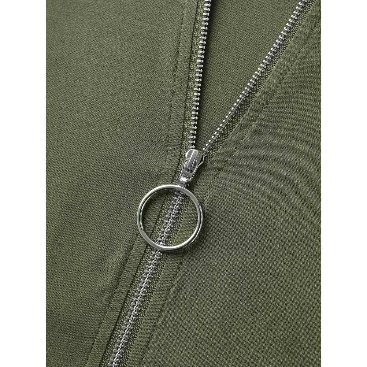 Plus Size Rayon Zipper Front Waist-Tie Midi Dress DarkGreen Women Office V-neck Sleeveless Curvy BloomChic 10/M Product Image