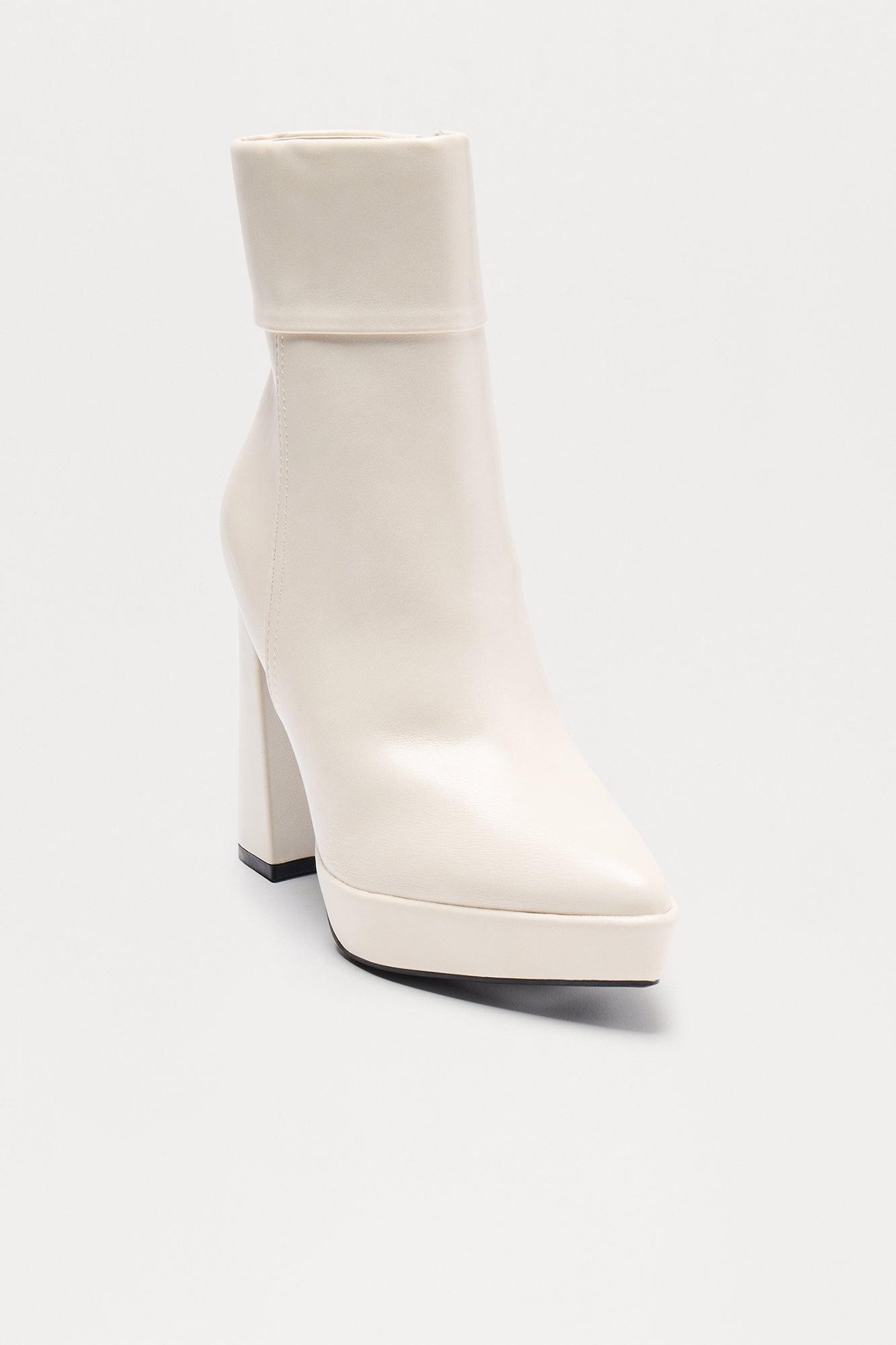 Ryker Faux Leather Booties - Ivory Female Product Image