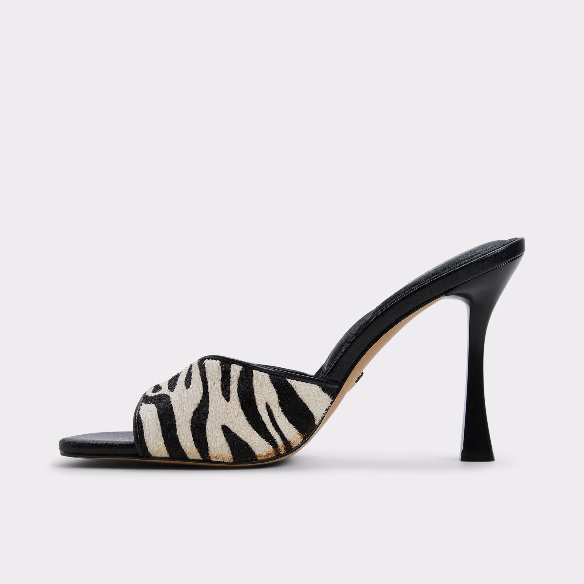 Evadalia White/Black Women's Heeled mules | ALDO US Product Image