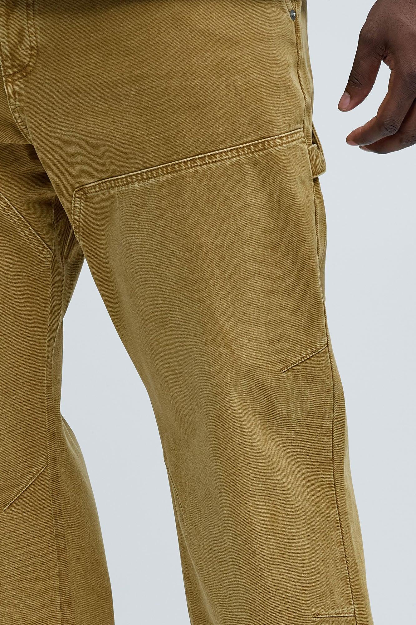 Washed Straight Leg Carpenter Jeans - Khaki Product Image