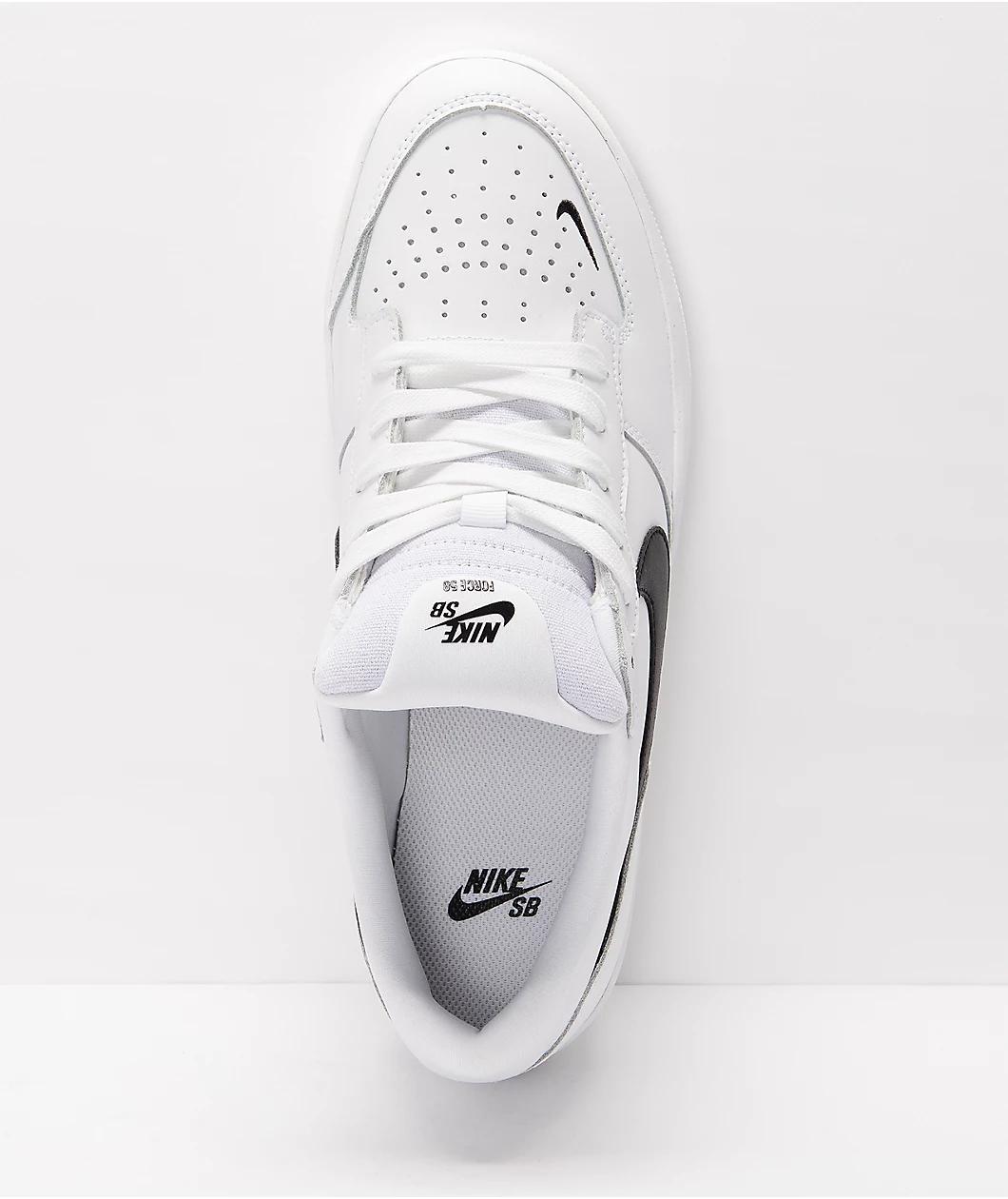 Nike SB Force 58 White & Black Leather Skate Shoes Product Image