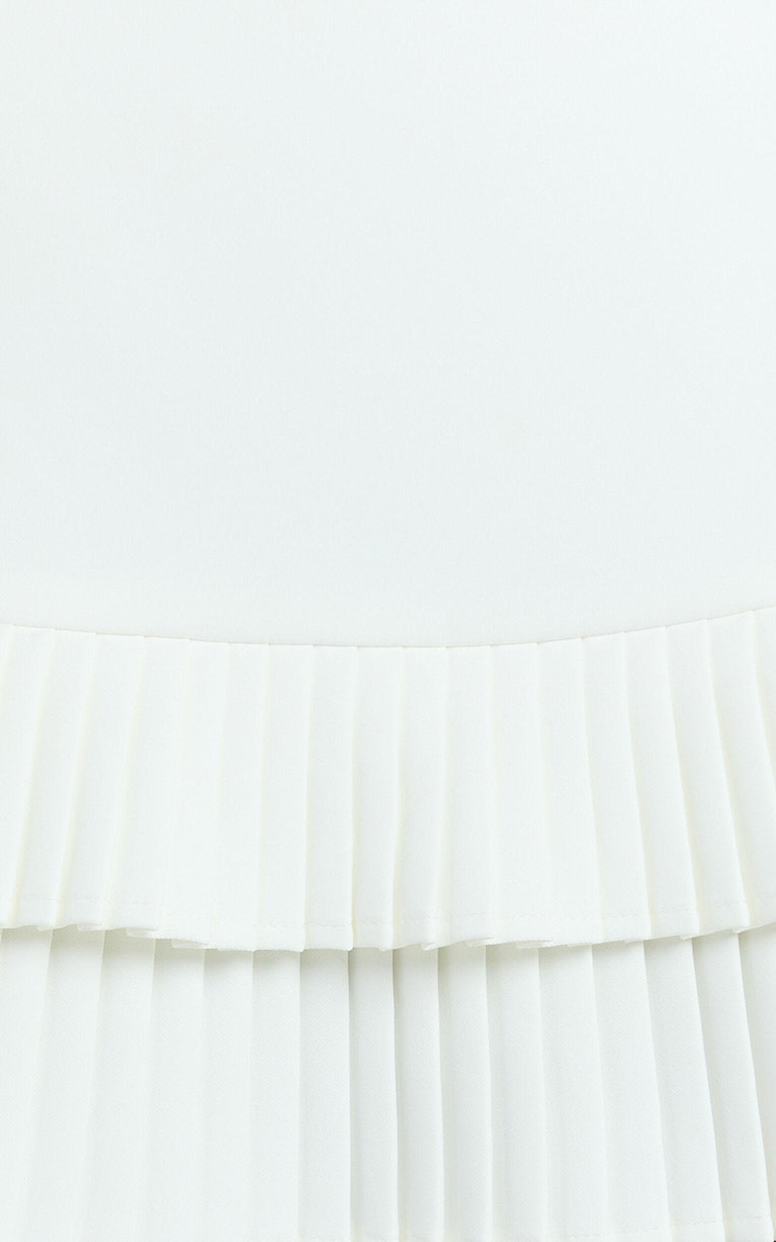 Felicia Mini Skirt - Mid Rise Drop Waist Pleated Skirt in White Product Image