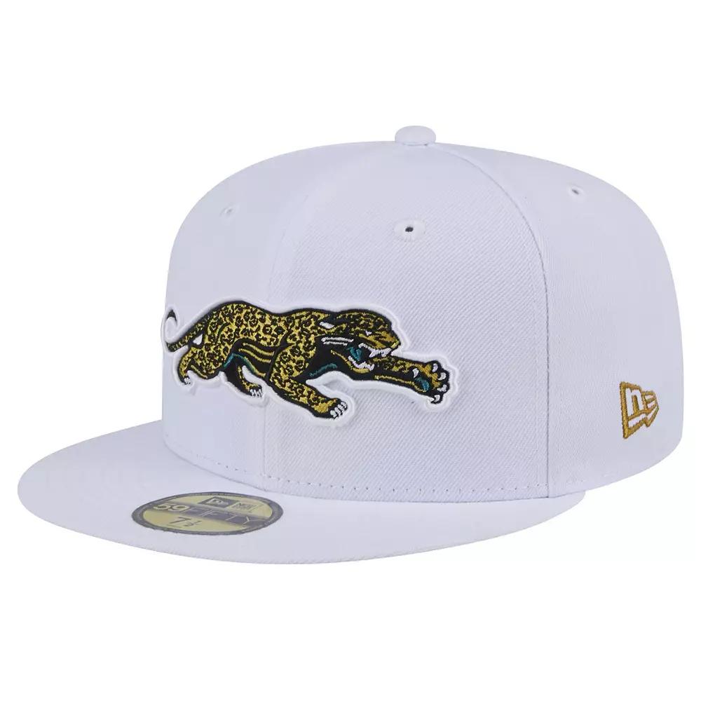 Men's New Era  White Jacksonville Jaguars Throwback Crawl Omaha 59FIFTY Fitted Hat, Size: 7 5/8 Product Image