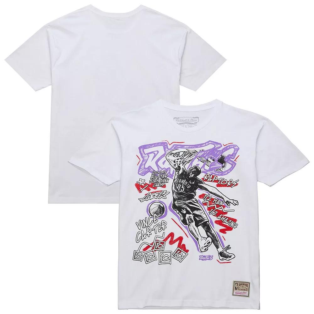 Men's Mitchell & Ness Vince Carter White Toronto Raptors Hardwood Classics Chalked Up T-Shirt,  Product Image
