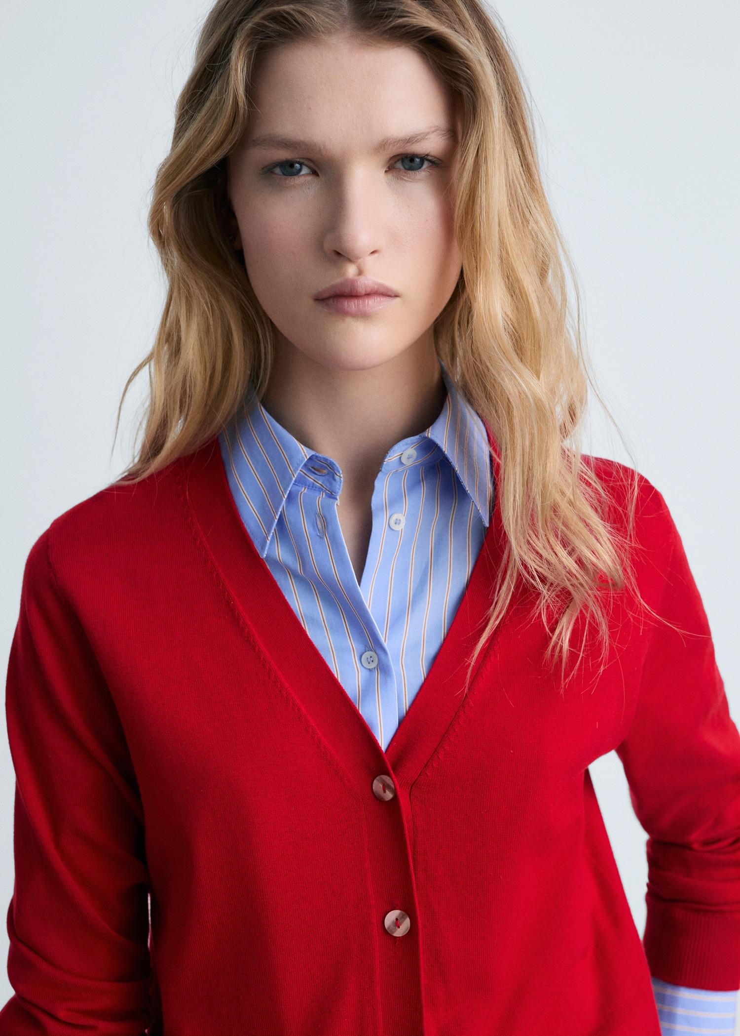 Mulberry silk-blend ribbed cardigan - Women | MANGO USA Product Image