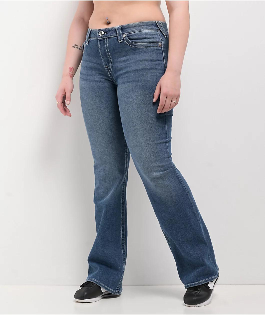 True Religion Becca Crystal Wing Marina Mid Rise Bootcut Jeans Product Image