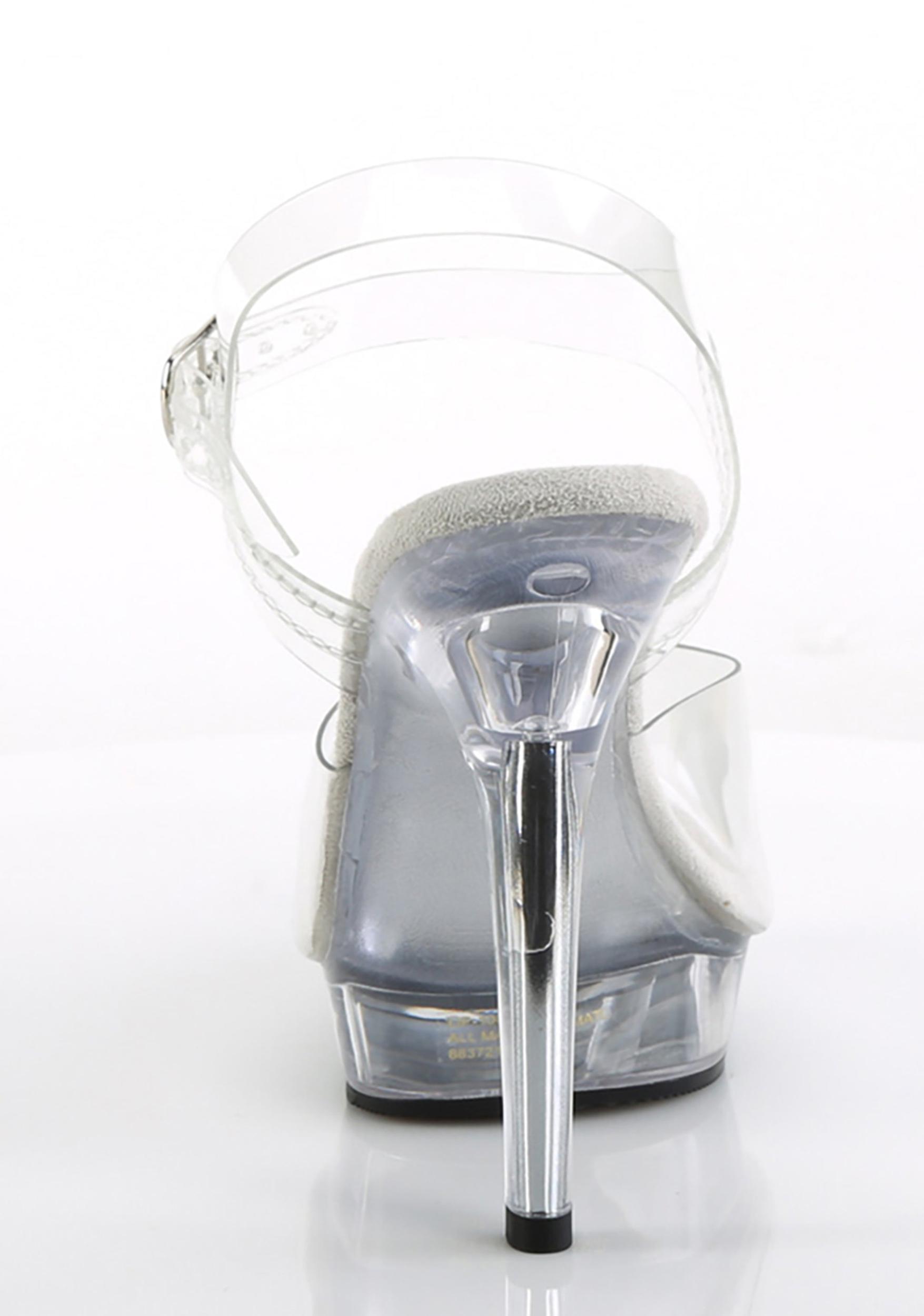 Fabulicious Lip-108 Platform Clear Heels - Silver Product Image