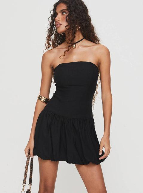 Nerine Bubble Hem Mini Dress Black Product Image