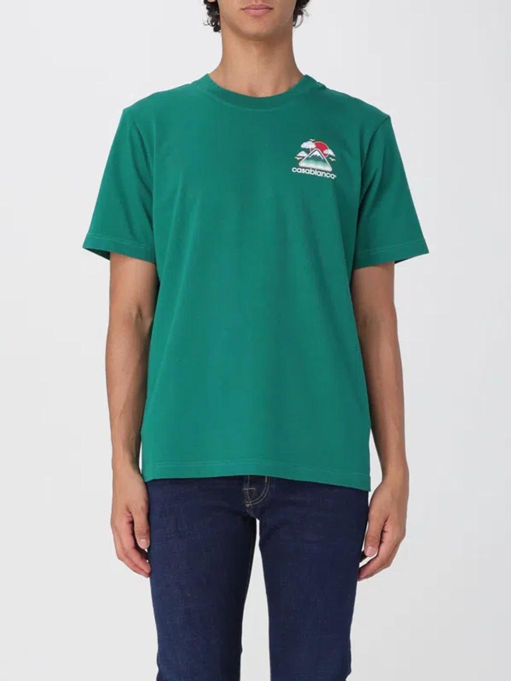 CASABLANCA Mens Montagne Ondulee Brand-print Cotton-jersey T-shirt In Green Product Image