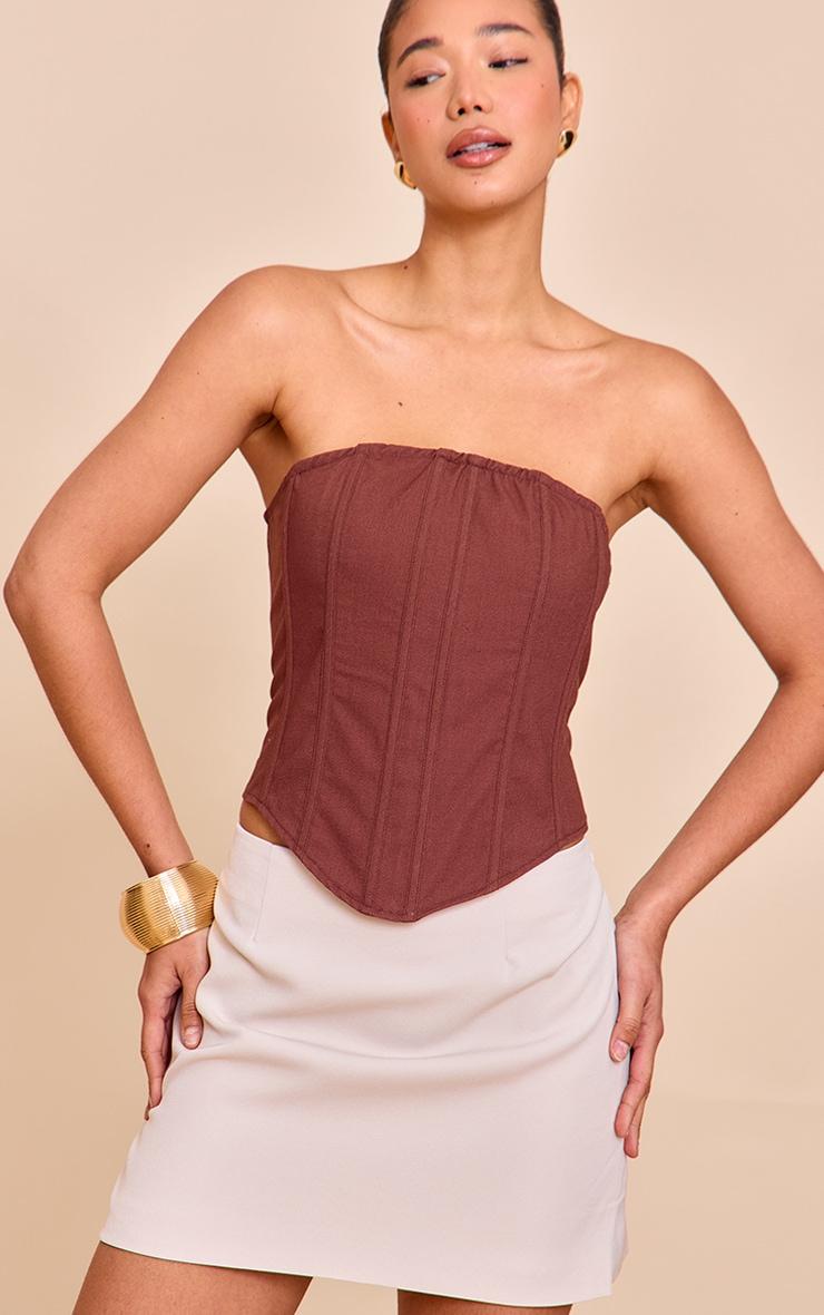 Sand Woven A Line Mini Skirt Product Image