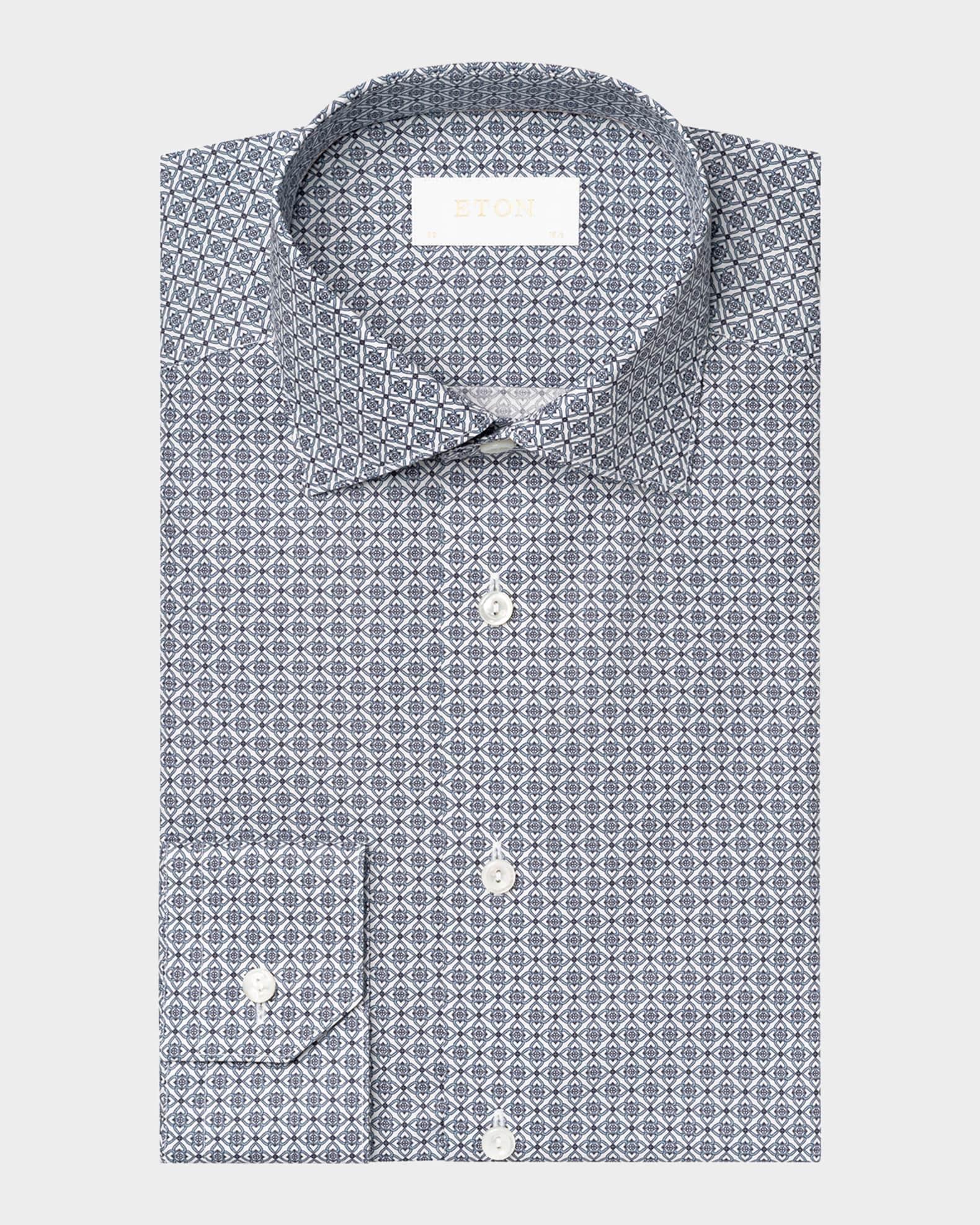 Men's Elevated Twill Medallion-Print Contemporary-Fit Dress Shirt Product Image