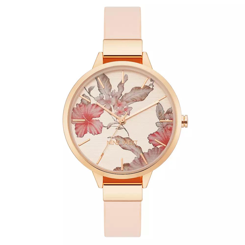 Nine West Women's Flower Dial Strap Watch, Size: Medium, Pink Product Image