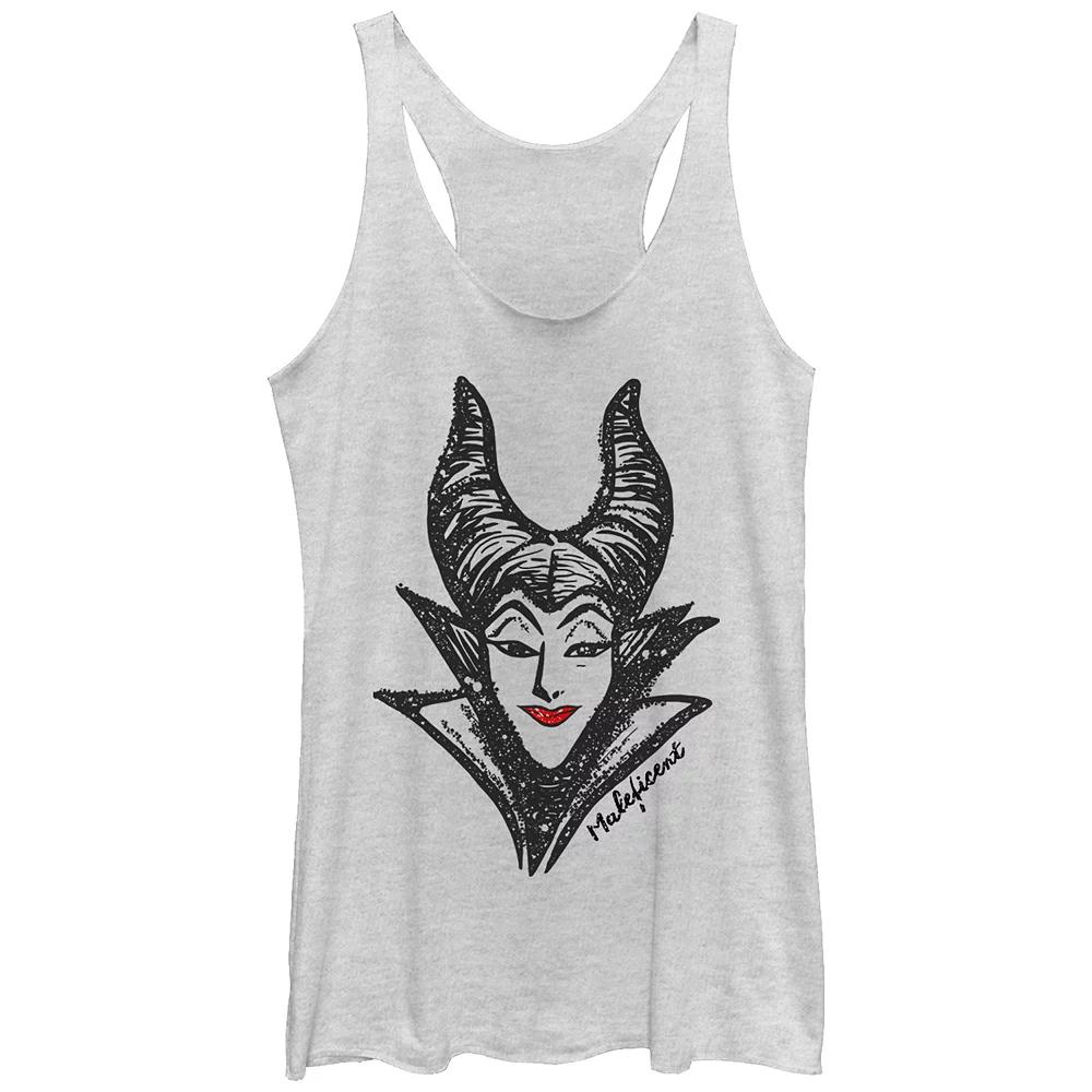 Disney Villains Sleeping Beauty Maleficent Head Sketch Juniors' Tri-Blend Racerback Tank Top, Girl's,  Product Image