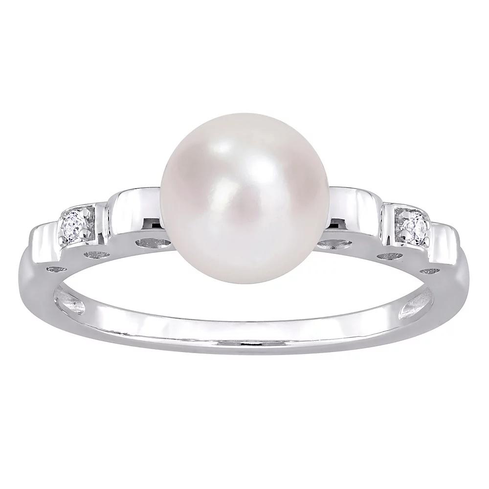 Stella Grace Sterling Silver Freshwater Cultured Pearl & Lab-Created White Sapphire Ring, Women's,  Product Image