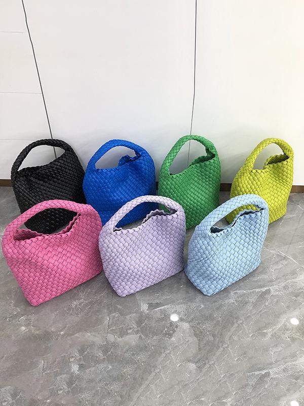 Solid Color Woven Bags Handbags Product Image
