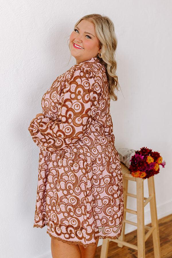 Fifth Avenue Embroidered Mini Dress in Blush Curves Product Image