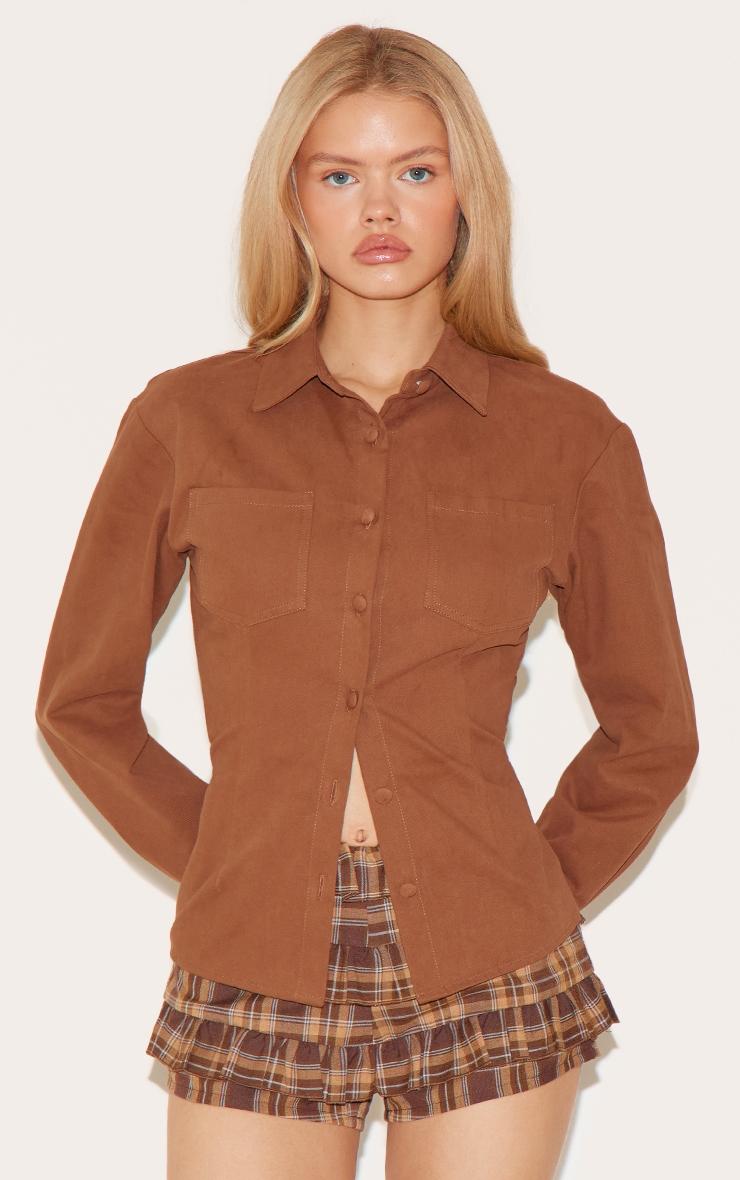 Brown Gingham Woven Frill Bloomer Shorts Product Image