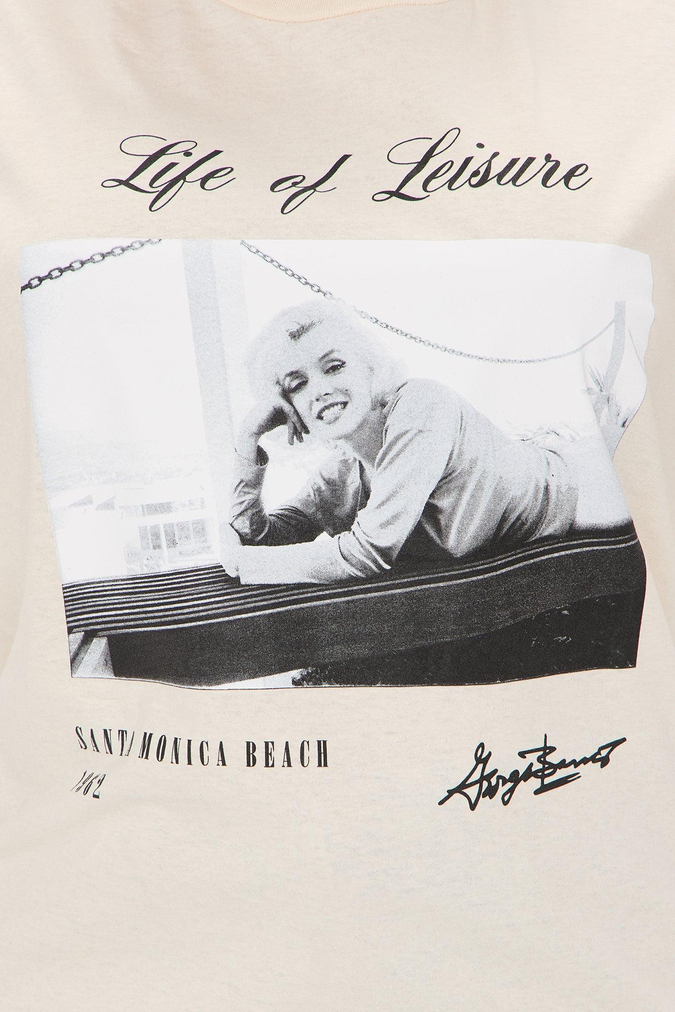 Marilyn Monroe Life Of Leisure Oversized Tee - Cream Product Image