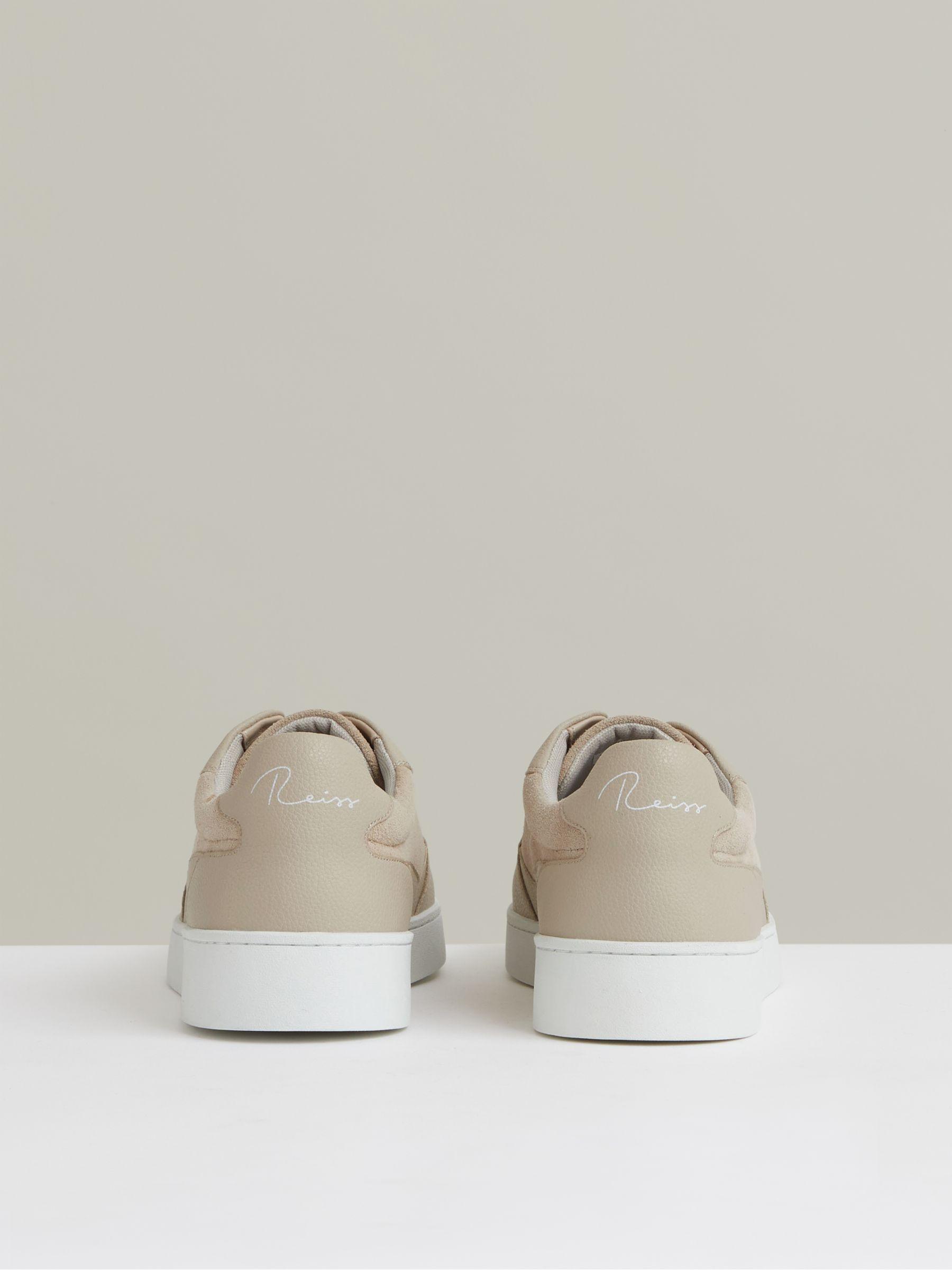 Leather Elasticated-Lace Trainers in Ecru Product Image
