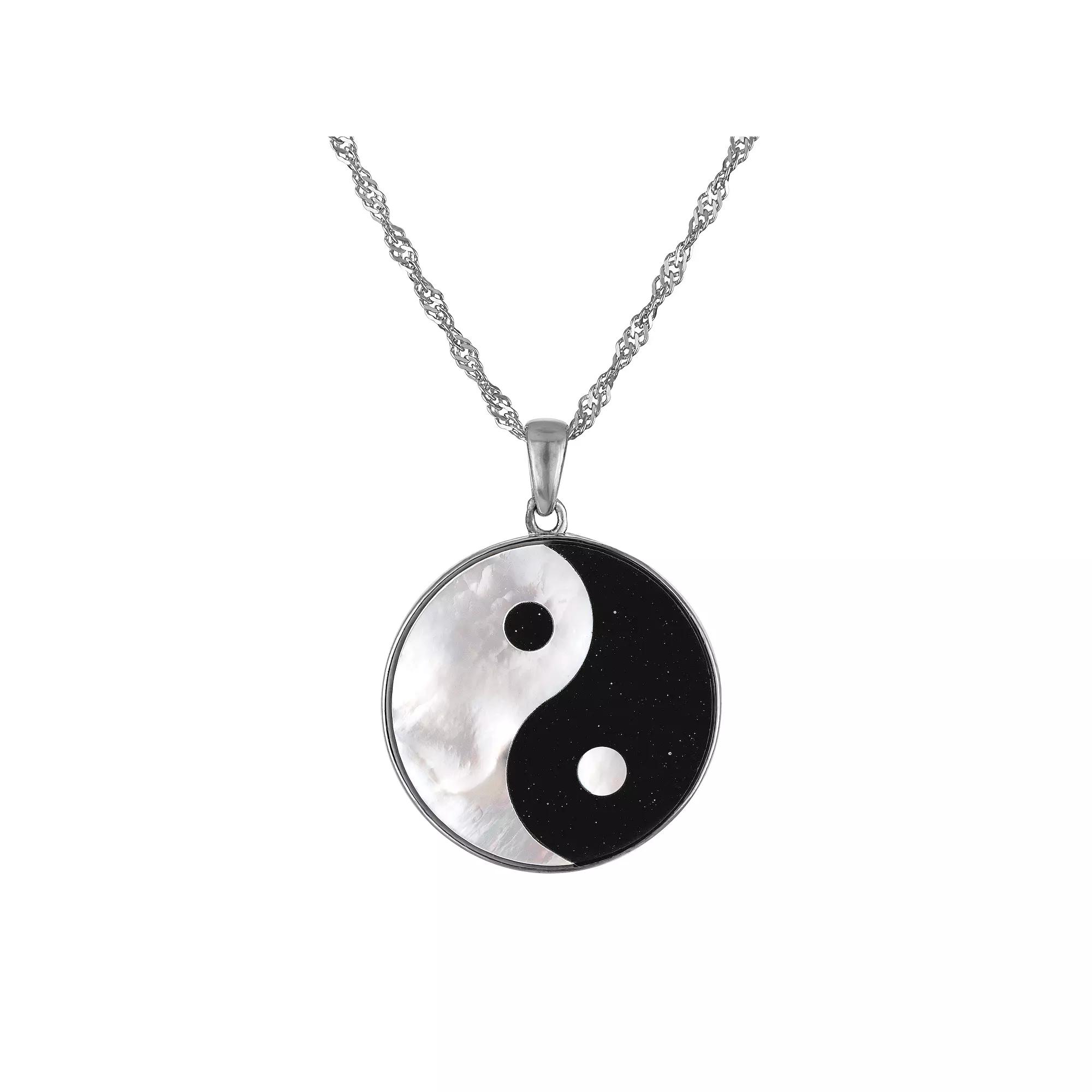 Designs by Gioelli Sterling Silver Black Onyx Ying Yang Pendant Necklace, Womens Product Image