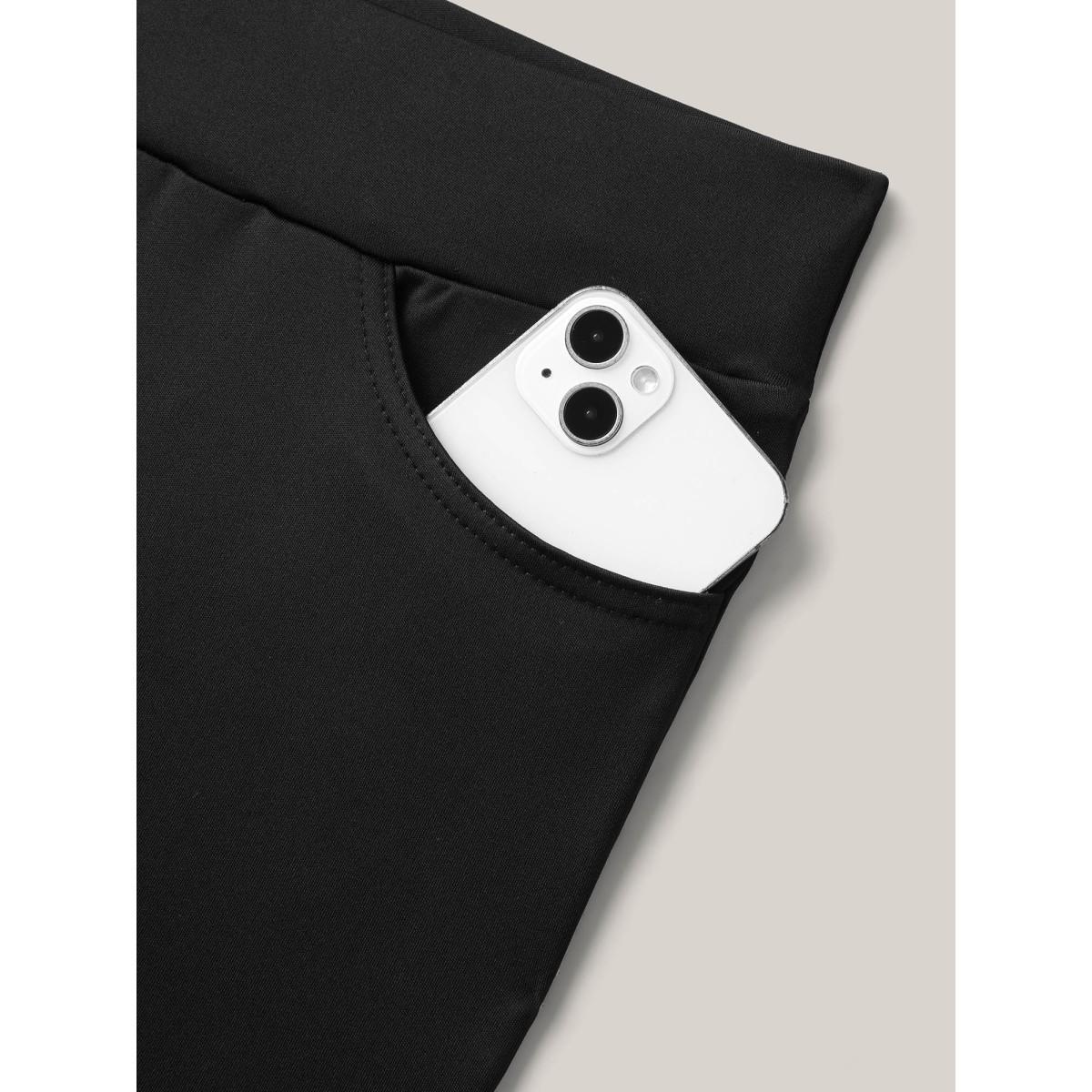 Plus Size Lace Detail Pull-On Slim-Fit Pants Women Black Elegant Skinny Mid Rise Everyday Pants BloomChic 18-20/2X Product Image