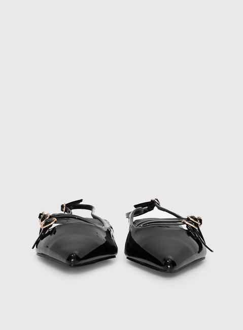 Billini Hettie Pointed Toe Flats Black Patent Product Image