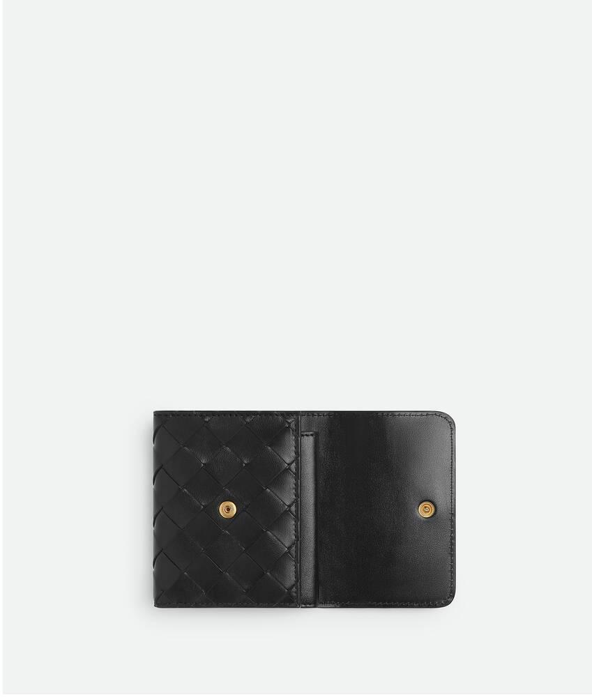 Women's Intrecciato Tri-Fold Wallet in Black Product Image
